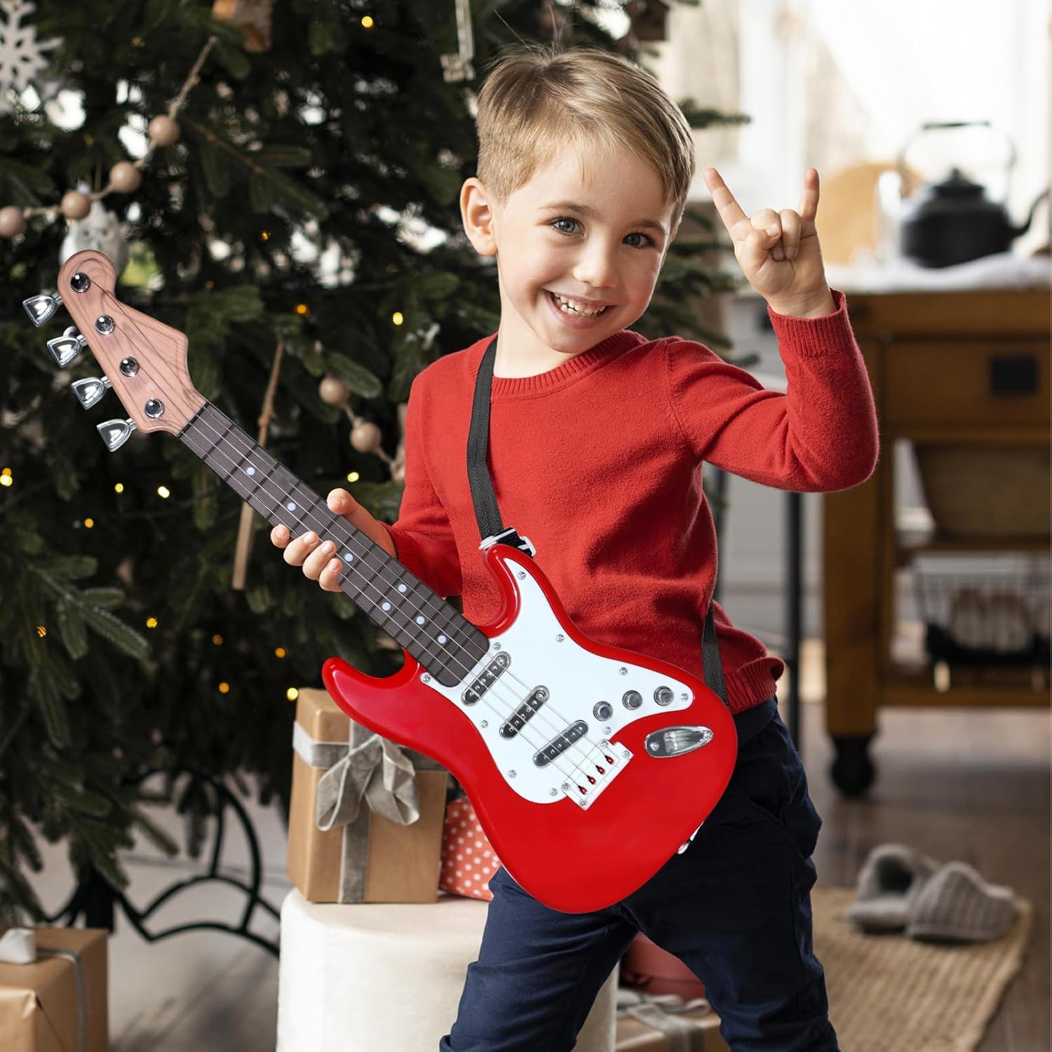 Musical Instrument Drawing - E-Gitarrenspielzeug für Kinder – 4-saitiges multifunktionales