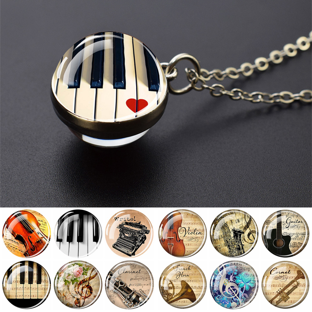 Musical Instrument Glass - Musical Instrument Halsketten Klavier Gitarre Klarinette