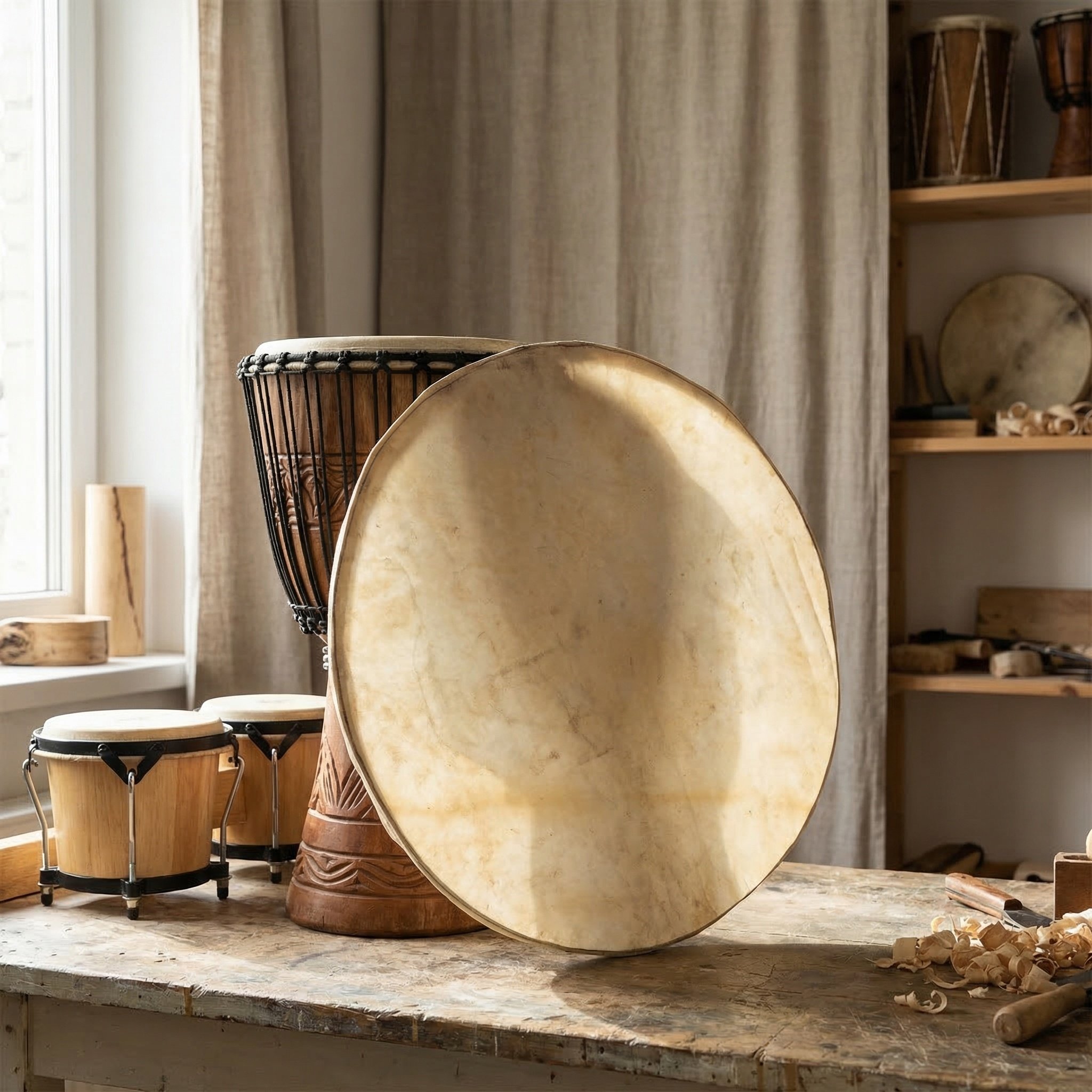 Flacher Runder 15 Zoll Ziegenf – Frame Drum Goat Skin Bewertung und Preis